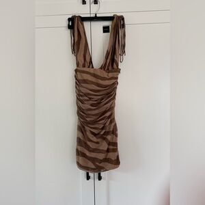Zara Brown Zebra Backless Dress